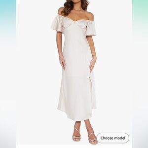 Small Women satin off shoulder midi dress